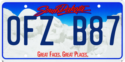 SD license plate 0FZB87