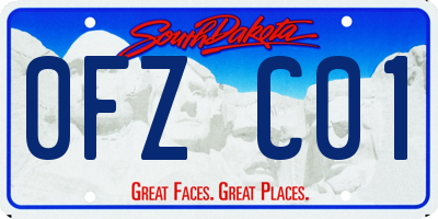 SD license plate 0FZC01