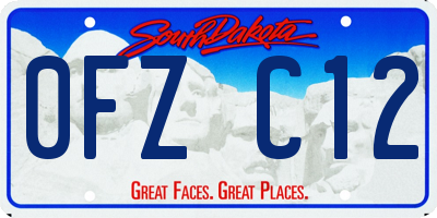 SD license plate 0FZC12