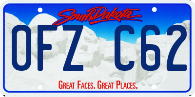 SD license plate 0FZC62