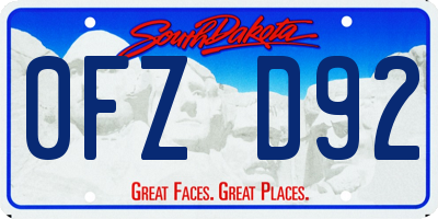 SD license plate 0FZD92