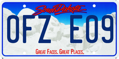 SD license plate 0FZE09