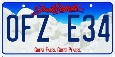 SD license plate 0FZE34