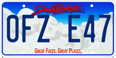 SD license plate 0FZE47