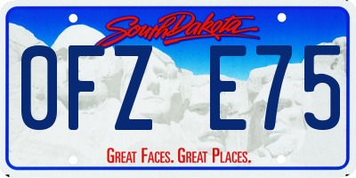 SD license plate 0FZE75