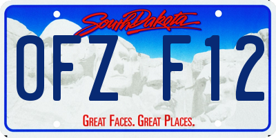 SD license plate 0FZF12
