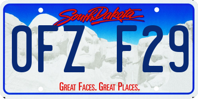 SD license plate 0FZF29