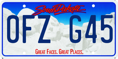 SD license plate 0FZG45