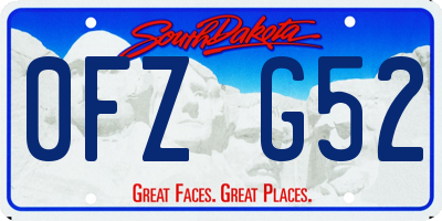 SD license plate 0FZG52