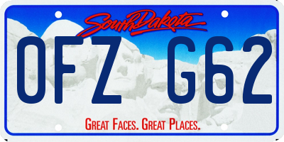 SD license plate 0FZG62