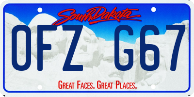 SD license plate 0FZG67