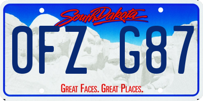SD license plate 0FZG87