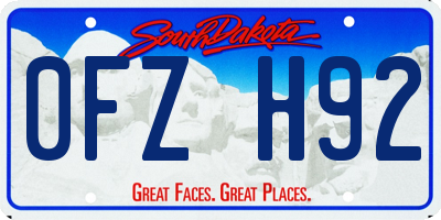 SD license plate 0FZH92