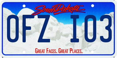SD license plate 0FZI03
