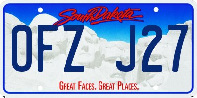 SD license plate 0FZJ27
