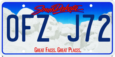 SD license plate 0FZJ72