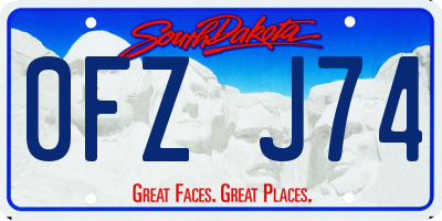 SD license plate 0FZJ74
