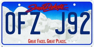 SD license plate 0FZJ92