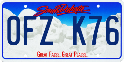 SD license plate 0FZK76