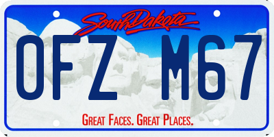 SD license plate 0FZM67