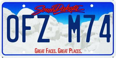 SD license plate 0FZM74