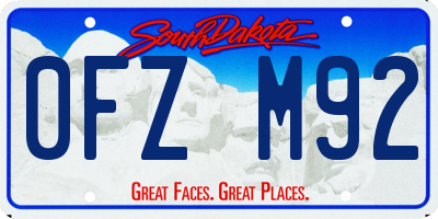 SD license plate 0FZM92