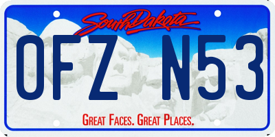 SD license plate 0FZN53