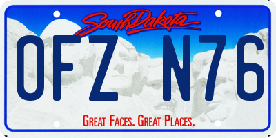 SD license plate 0FZN76