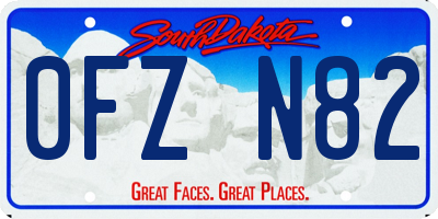 SD license plate 0FZN82