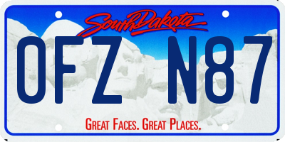 SD license plate 0FZN87