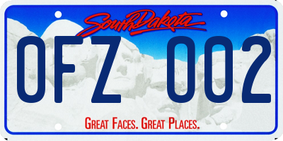 SD license plate 0FZO02