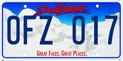 SD license plate 0FZO17