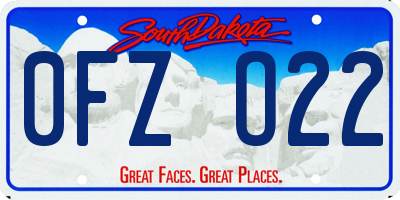 SD license plate 0FZO22