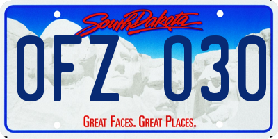SD license plate 0FZO30