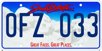 SD license plate 0FZO33