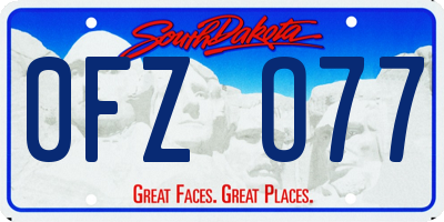 SD license plate 0FZO77