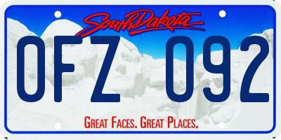 SD license plate 0FZO92
