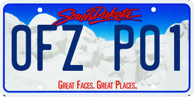 SD license plate 0FZP01