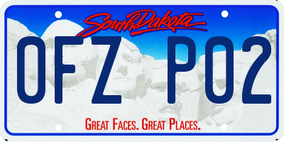 SD license plate 0FZP02