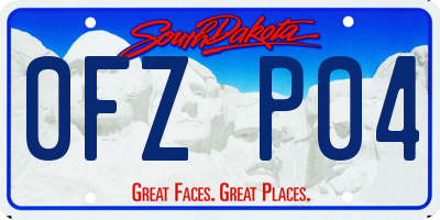 SD license plate 0FZP04