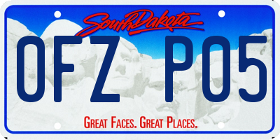SD license plate 0FZP05