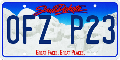 SD license plate 0FZP23