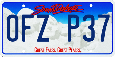 SD license plate 0FZP37