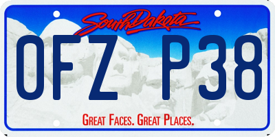 SD license plate 0FZP38