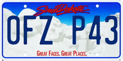 SD license plate 0FZP43