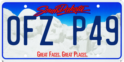 SD license plate 0FZP49