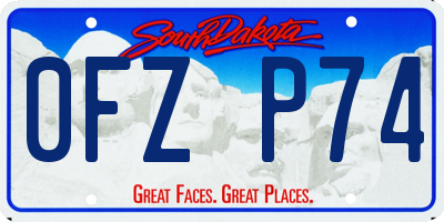SD license plate 0FZP74