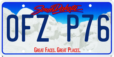SD license plate 0FZP76