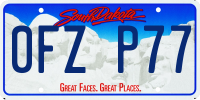 SD license plate 0FZP77