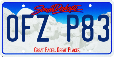 SD license plate 0FZP83